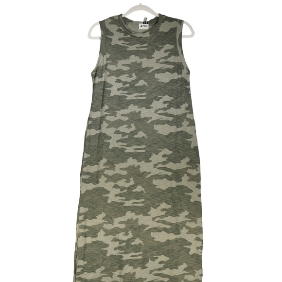 Universal Thread T Shirt Maxi Dress Womens Small Green Camo Lightweight Slits - Picture 3 of 7